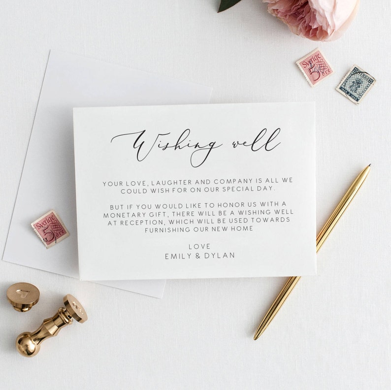Elegant Wishing Well Card Wedding Gift Card Wedding Wishing Etsy
