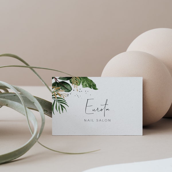 Tropical Business Card | Editable Business card Template | Small Business business template card | Monstera leaf business card Template 119