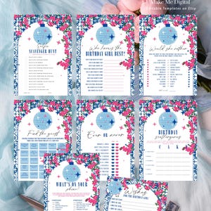 Pacchetto di giochi per adolescenti per il compleanno della regina danzante, Mamma Mia greca diciassette, ricetta stampabile modificabile film teatrale festa per adolescenti suite di giochi bingo