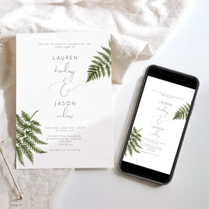 Elegant Fern wedding invite, editable fern wedding invitation, Greenery wedding invite, instant download 112 image 4