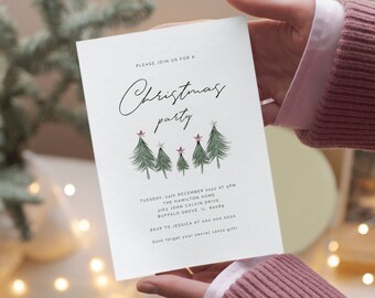 Christmas party invite | Festive party Invitation Template | Holiday party Invite | Christmas invitation | Christmas trees party invite XMAS