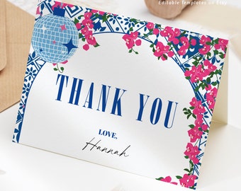 Thank you Dancing Queen Bridal Shower card, Greek Mamma Mia hen do thank you printable, bride thank editable theatre movie hen party card
