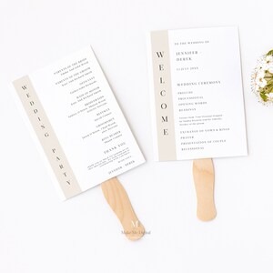 Program Fan Size Paper Minimalist Wedding Program Fan Template, Modern Serif DIY Program Fan ...