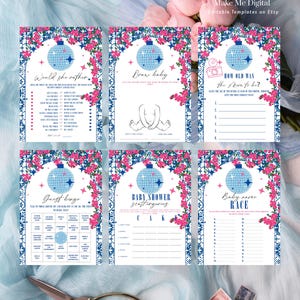 Paquete de 12 juegos para baby shower de Dancing Queen, set imprimible para bebé de Mamma Mia griega, receta editable, película de teatro, juego de chispas para bebé, suite de bingo