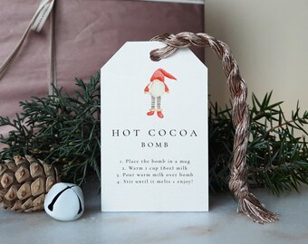 Christmas Nisse Hot chocolate Bomb Tag, Printable Nisse Bomb Directions Tags, Minimal Cocoa Favor Tags, Swedish Gnomes, Nisse Christmas XMAS