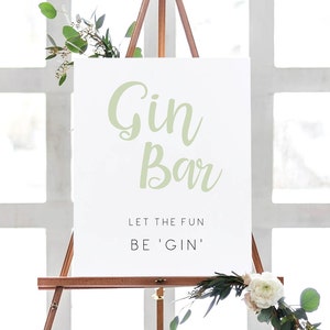 Bridal shower table decor Gin bar sign Wedding Decor Sign Gin sign printable bachelorette decorations Gin brunch sign Gin Bar Wedding sign