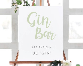 Bridal shower table decor Gin bar sign Wedding Decor Sign Gin sign printable bachelorette decorations Gin brunch sign Gin Bar Wedding sign