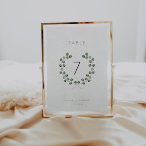 Silver Dollar Eucalyptus Table Number, Printable Wedding Table Number, greenery Table Numbers, Editable numbers, Instant Download 106