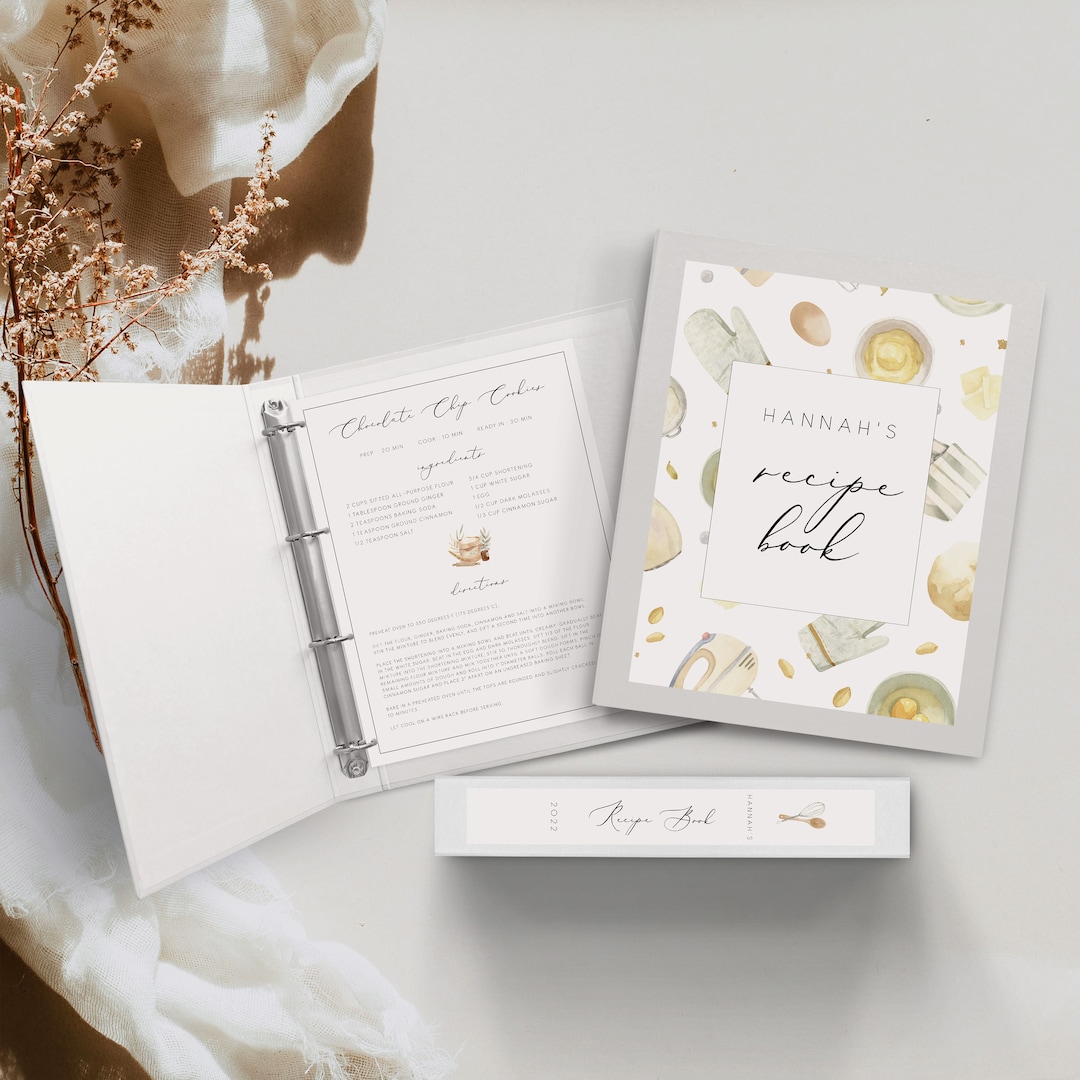 Elegant Recipe Book DIY Template Recipe Book Digital Kit Recipe Book