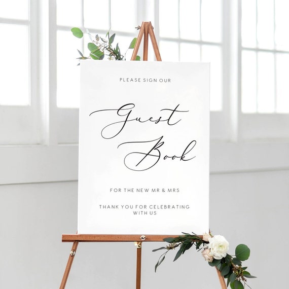 Editable Guest Book Sign Template Wedding Minimal Sign Etsy