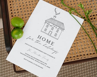 Housewarming invite | Festive house warming party Invitation Template | Home for the holidays | Christmas party invitation XMAS