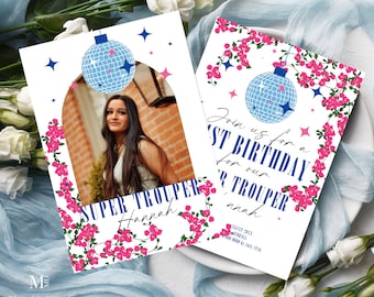 Super Trouper 21st Birthday Invitation, Greek MAmma 21st invitation printable, editable mia theatre movie 21st celebration invite