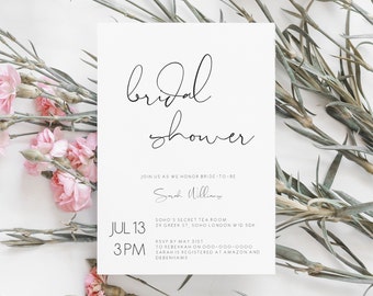 Editable Bridal Shower Invitation template Floral Invitation, Elegant Bridal Shower Invite, Instant Download, Editable PDF 120
