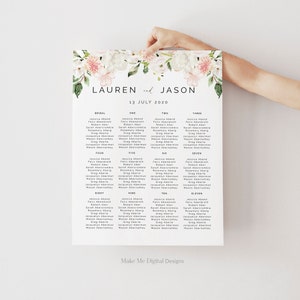 Blush Blumen Sitzplan Sitzplan Zeichen Druckbare Hochzeit finden Sie Ihren Platz Sitzplan Sitzplan Instant Download 129