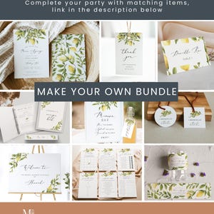 Lemon Wedding Double Sided Invitation citrus Invitation, Yellow lemon Wedding Invite Instant Download Editable yellow citrus information 122 image 5