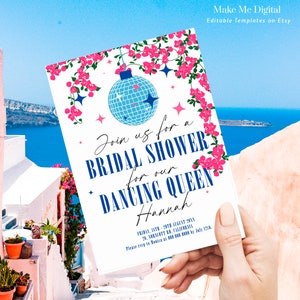 Dancing Queen Bridal Shower Invitation, Greek MAmma mia hen do invitation printable, editable mia theatre movie bridal invitation invite