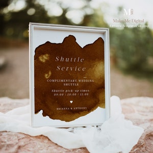 Bohemian Rust Shuttle Service Sign, Rustic Terracotta wedding sign printable fall wedding desert reception shuttle sign copper wedding RUSTB