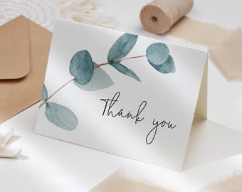 Eucalyptus Greenery thank you card, wedding thank you card, wedding information card, instant download 113