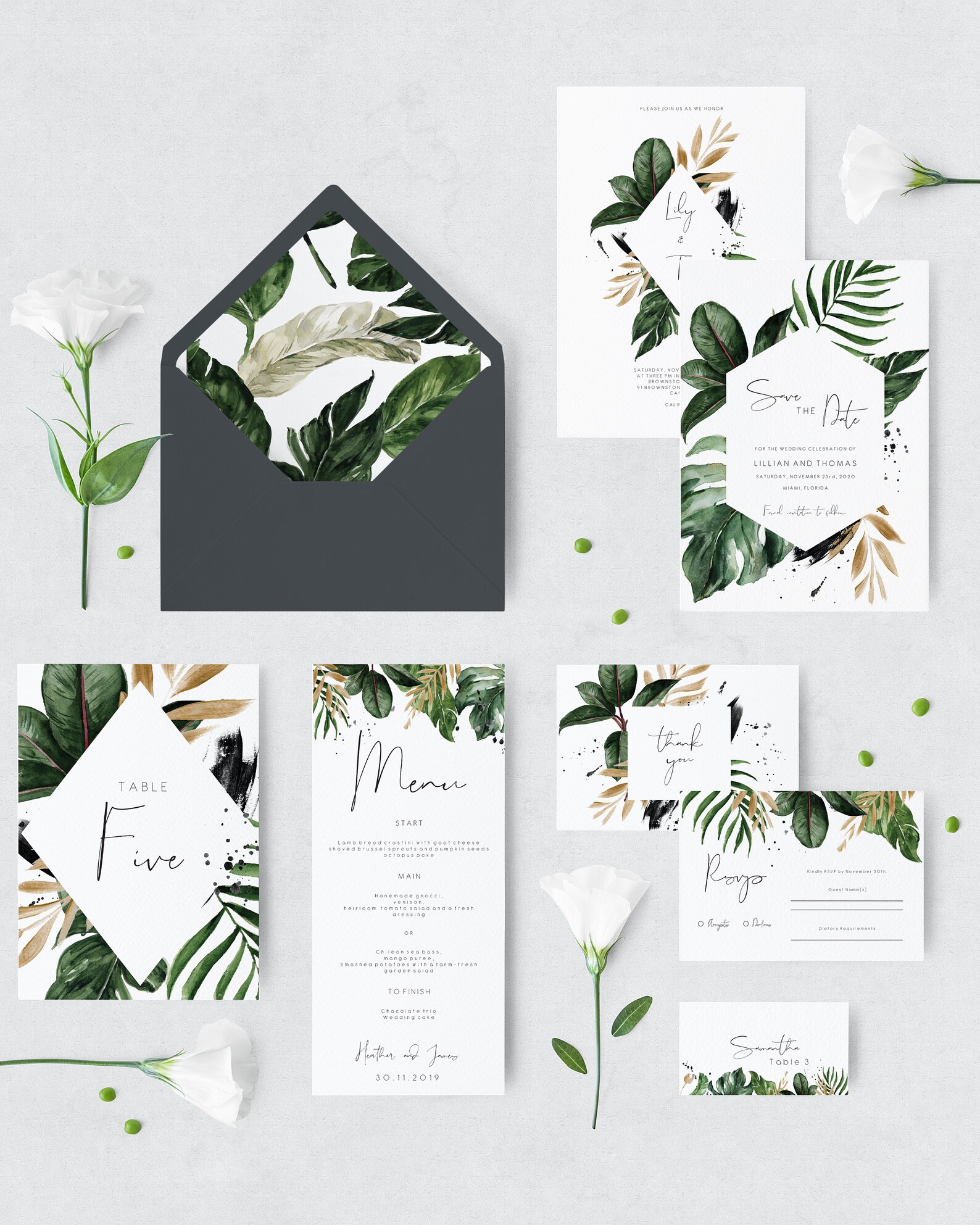 Editable Tropical Thank You Card Template Thank You Card Printable ...