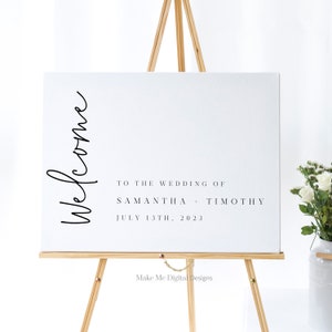Modern Welcome Sign, Minimalist Welcome Wedding Sign, Printable Reception Sign, Instant Download, minimal sign Welcome Editable PDF DIY 111 image 1