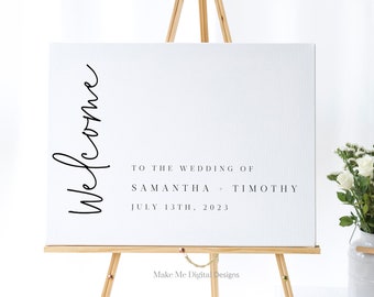 Modern Welcome Sign, Minimalist Welcome Wedding Sign, Printable Reception Sign, Instant Download, minimal sign Welcome Editable PDF DIY 111