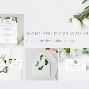 Tropical Baby Shower Invitation set Template banana leaf Editable palm leaf baby shower Invitation Printable Calligraphy shower 119 image 10