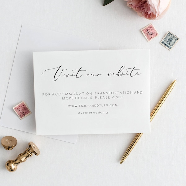 Elegant visit our website card wedding website card, wedding information card,wedding insert card, instant download 110