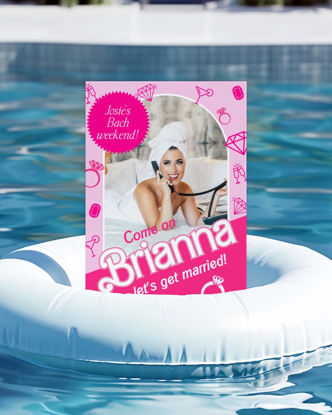 Iconic Fashion Doll Bachelorette Weekend Invitation, Hot Pink Hen Pool ...