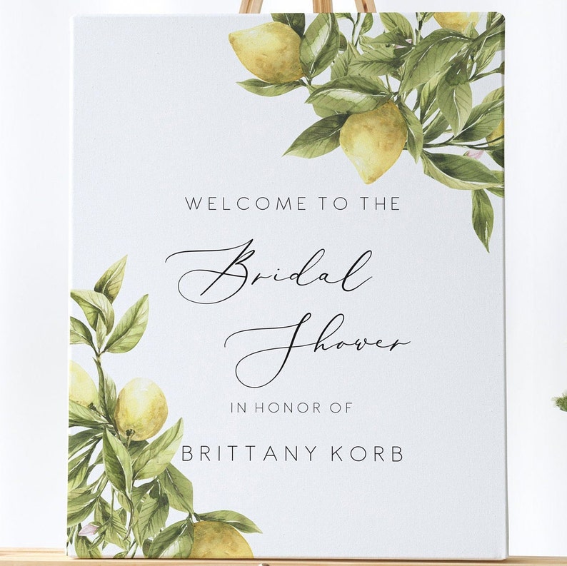 Lemon welcome sign Bridal Shower Citrus Welcome to Bridal Shower Sign , Instant Download PDF, lemon bridal shower, welcome sign 122 image 10