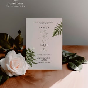 Elegant Fern wedding invite, editable fern wedding invitation, Greenery wedding invite, instant download 112 image 8