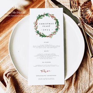 Christmas Menu 2023 Printable Rustic Christmas Menu family dinner minimal dinner SCANDI Instant Download Editable Christmas dinner menu xmas image 2