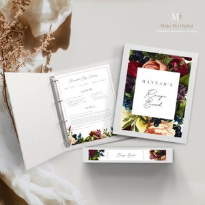 LIBRO DE RECETAS Plantilla para despedida de soltera con flores de color oscuro y melancólico, recetas burdeos para la novia, carpeta para despedida de soltera con melancólico rojo Descarga instantánea, 105