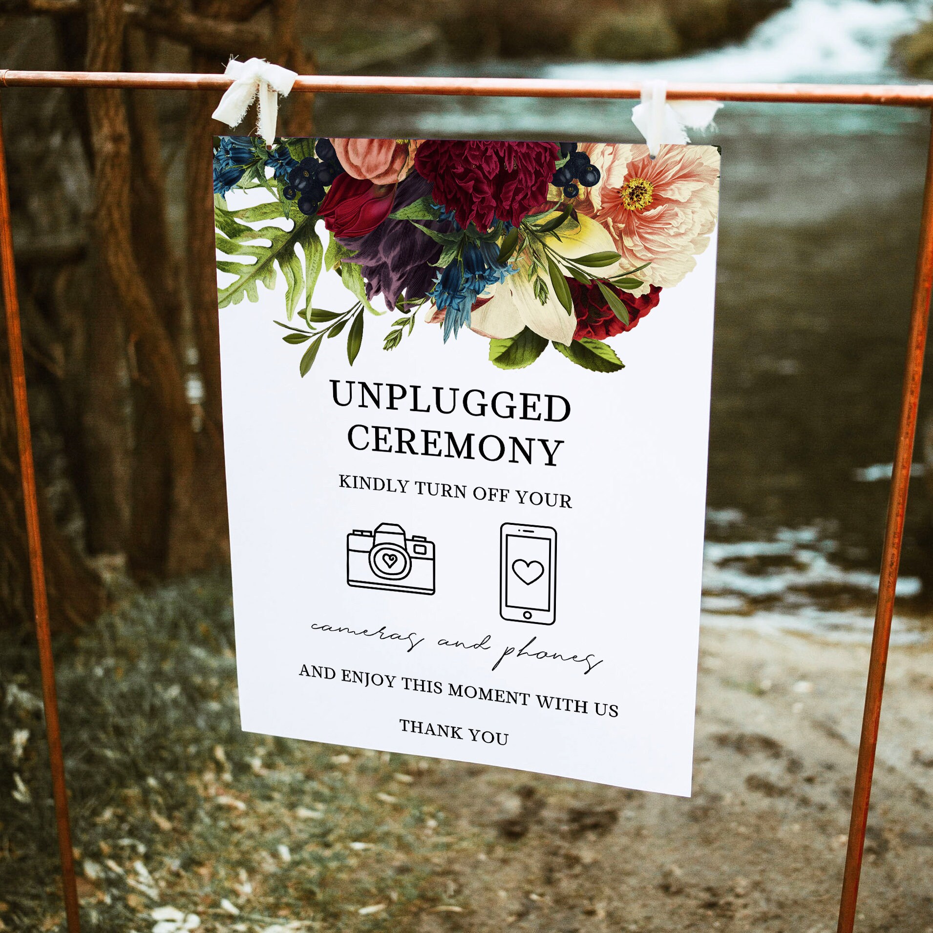 Burgundy Moody Floral Unplugged Wedding Ceremony Sign Moody Floral  Printable No Cameras and Phones Sign Welcome Sign, Instant Download 105 -  Etsy
