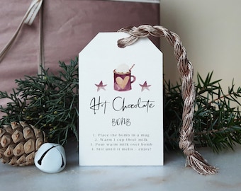 Festive Hot Cocoa Bomb Tag, Printable Christmas Star Bomb Directions Tags, Cocoa Favor Tags, Christmas Cocoa cup, Trees Christmas XMAS