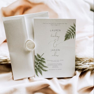 Elegant Fern wedding invite, editable fern wedding invitation, Greenery wedding invite, instant download 112 image 2