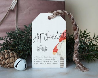 Christmas Hot chocolate Bomb Tag, Printable Nisse Bomb Directions Tags, Cocoa Favor Tags, Swedish Gnomes, Nisse Christmas XMAS