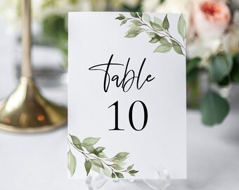 Greenery Tischnummer Vorlage druckbar Salbei Hochzeit Tischnummer Zeichen Vorlage greenery Tischnummern Bearbeitbar DIY Sofort-Download 134
