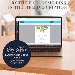 Lemon Wedding Double Sided Invitation citrus Invitation, Yellow lemon Wedding Invite Instant Download Editable yellow citrus information 122 image 3
