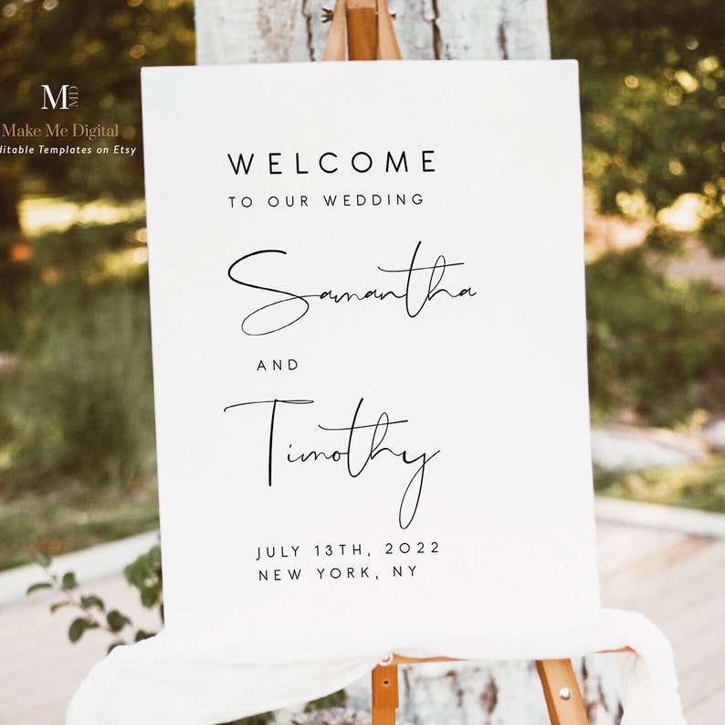 Modern Wedding Welcome Sign, Welcome Wedding Sign Printable, Wedding Reception Sign, Instant Download Welcome Sign Editable DIY 120 image 3