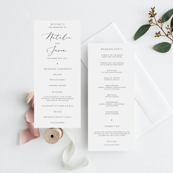 Wedding Ceremony Program Template Printable Wedding Program Etsy