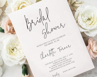 Minimal Bridal Shower invite | Bridal Shower Invitation Template | DIY Wedding Shower Invite | Modern bachelorette invite 111