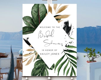 Tropical welcome sign Bridal Shower  Welcome to Bridal Shower Sign , Instant Download PDF, Tropical,  beach bridal shower, welcome sign 119