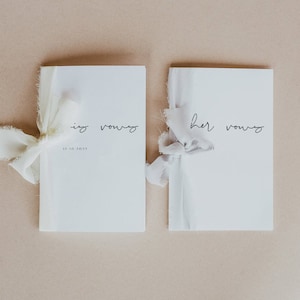Modern Minimalist Wedding Vow Book Template, elegant His and Her Wedding Vow Printable, Personalized Vow Booklet Wedding Vows Editable 120