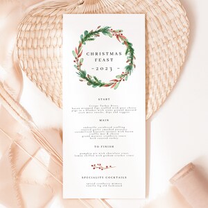 Christmas Menu 2023 Printable Rustic Christmas Menu family dinner minimal dinner SCANDI Instant Download Editable Christmas dinner menu xmas image 3