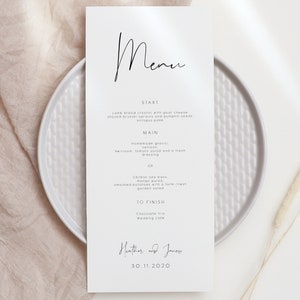 Minimal Wedding Menu Template, Minimalist Wedding Menu, Modern Wedding Menu, Let's Eat Menu, Templett Wedding Menu 120 image 10