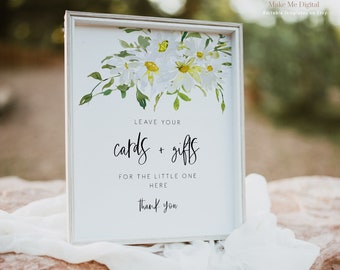 Daisy Cards and Gifts baby shower Sign | White floral Cards And Gifts Sign| White daisy baby shower sign | Gift Table Sign 121