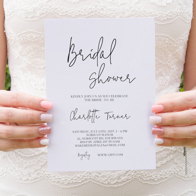 Minimal Bridal Shower Invite Bridal Shower Invitation Etsy