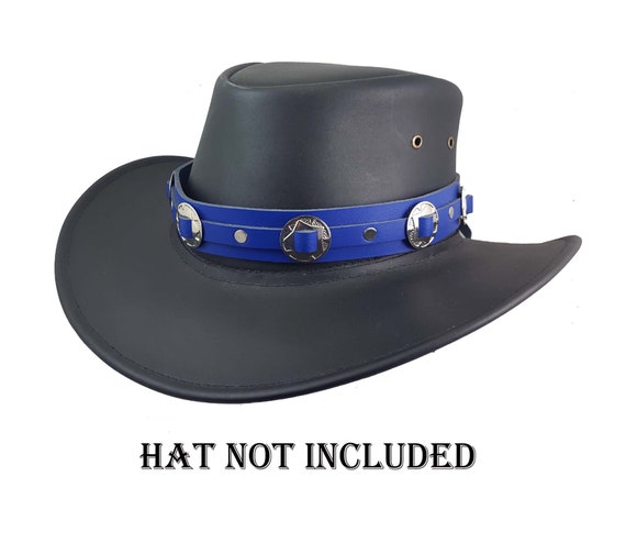 blue leather hat