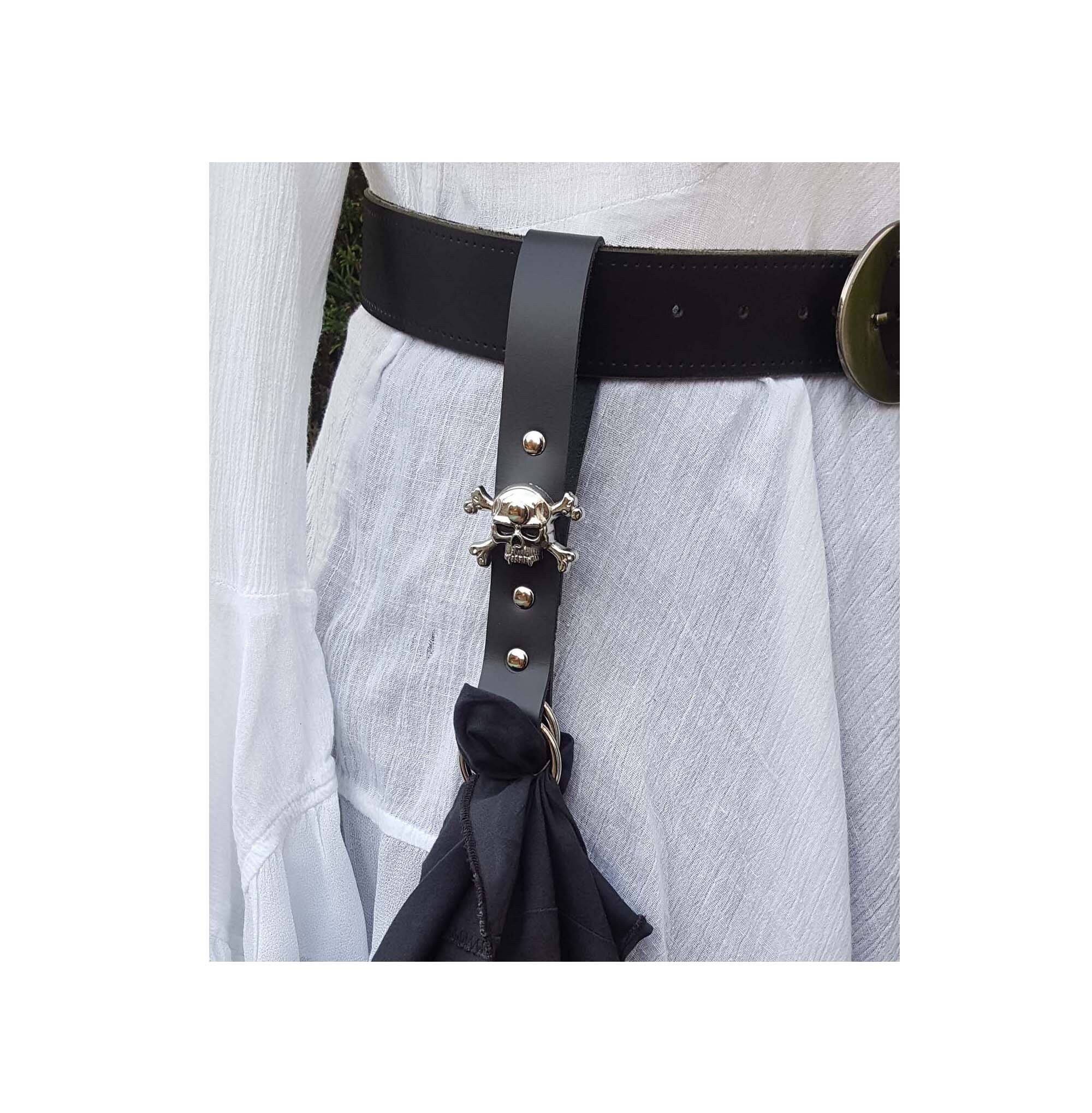 Image of Black Leather Skirt Hikes, Hitch, Skull, Medieval