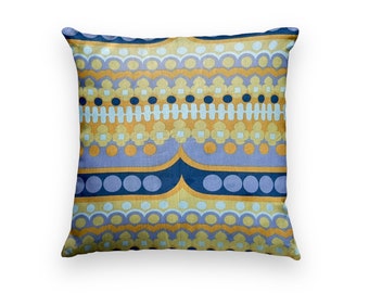 vintage Heals cushion cover, Data by Peter Hall,  blue orange purple cushion, mid century cushion